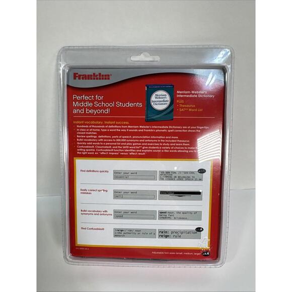 New Franklin Intermediate Dictionary with Spell Correction MWD-465 3 in 1 B12 - Picture 2 of 4